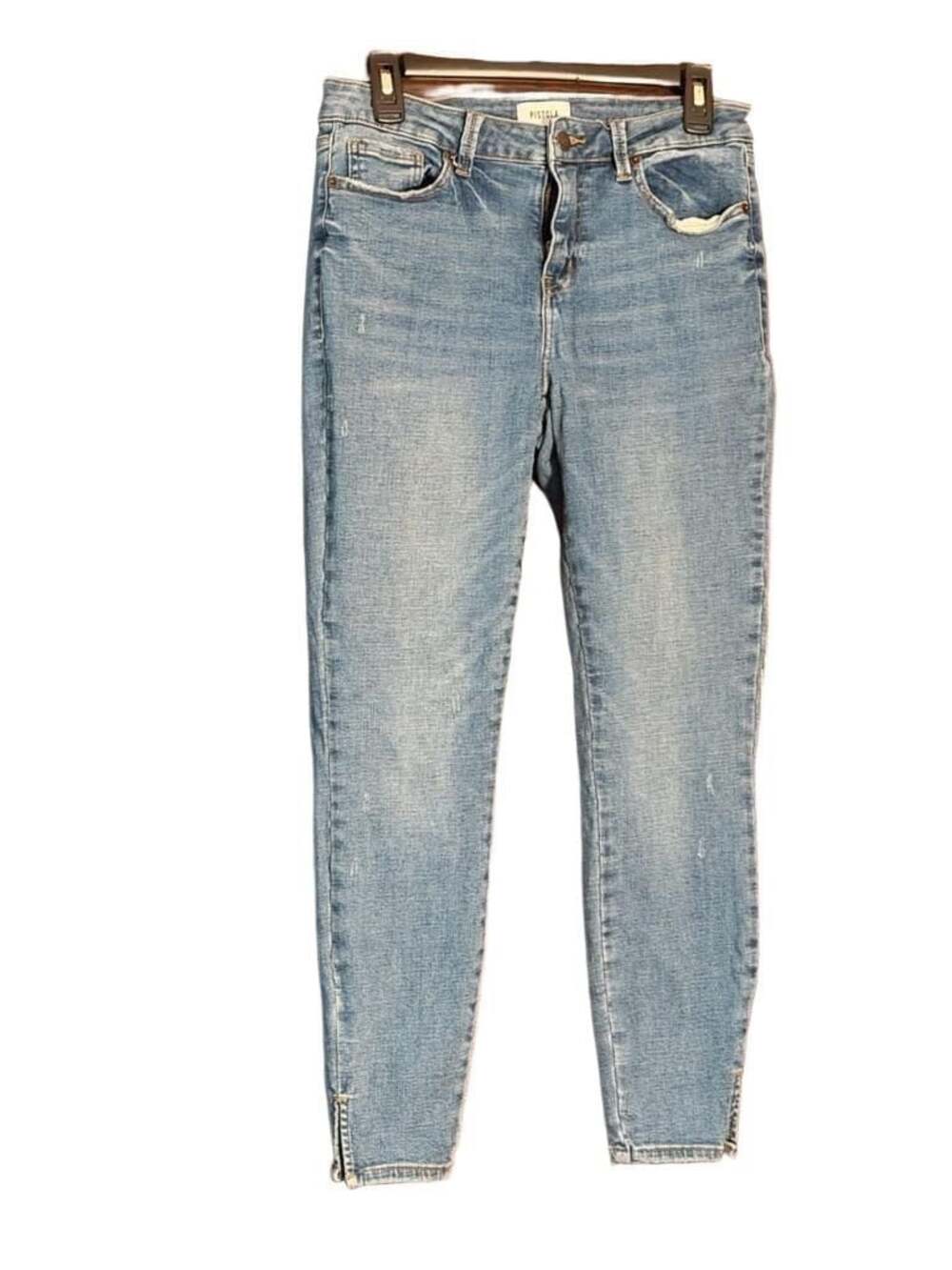 Pistola Women's Distressed High Rise Skinny Jeans with Ankle Slit